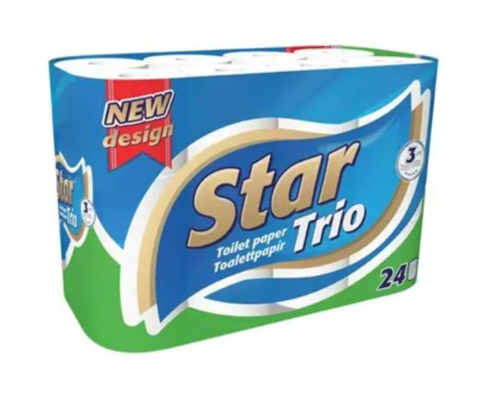 Star Trio toaletný papier – 24kusov Star Trio toaletný papier - 24kusov / 3 vrstvový – Obrázok 1