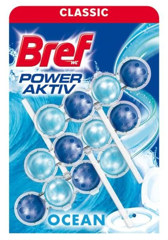 Bref WC blok Power Aktiv 3x50g Ocean Bref Ocean WC guličky - 3ks – Obrázok 1